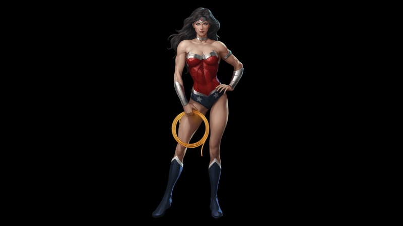 indoors, healthy lifestyle, effort, one person, digital, studio shot, shirtless, athlete, DC Comics, adult, Wonder Woman, 1080P, copy space, young adult
