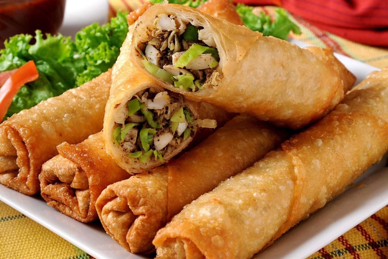 chinese cabbage, spring, no people, nem, dinner, unhealthy eating, chinese, meat, fried, fast food, white, close-up, rolls, 1080P, take out food, food and drink