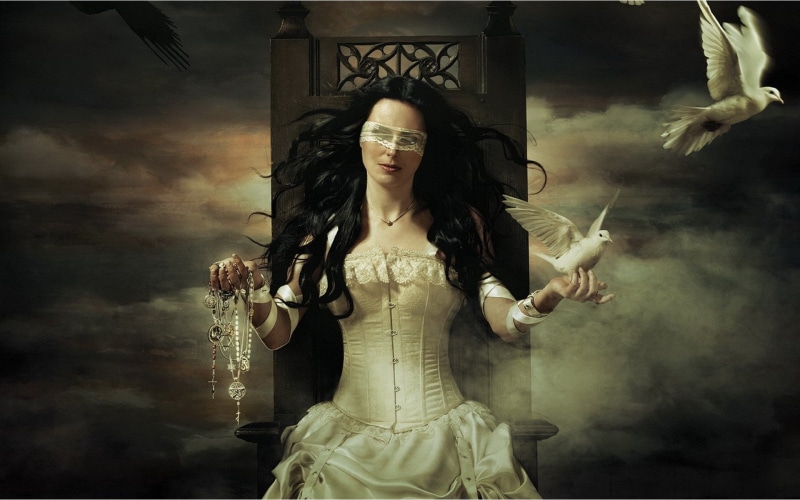 Woman, Within Temptation, beautiful people, digital composite, females, one person, religion, gothic style, Pendant, women, Dove, Gothic, mystery
