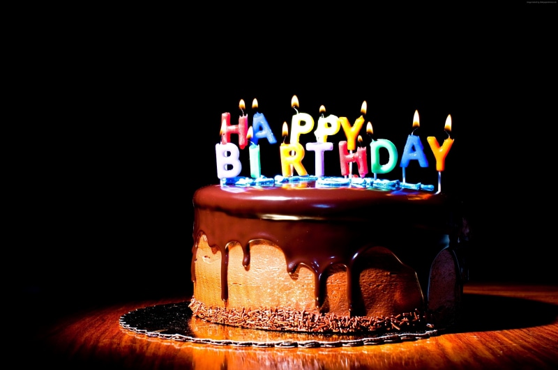 dessert, event, birthday cake, cake, indulgence, pink, indoors, birthday, receipt, sweet, 4k, no people, burning, food and drink, black background, studio shot