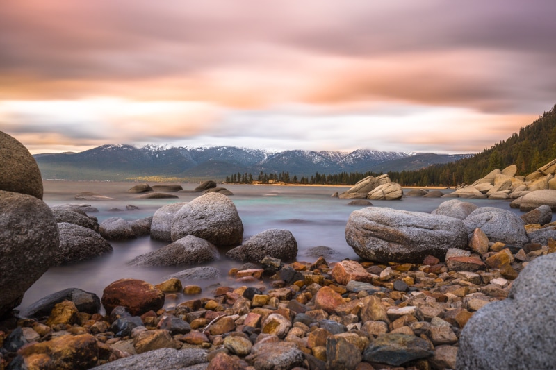 rock - Object, mountain, daytime, beauty In Nature, lake, landscape, 5K, sky, Sunset, photo, tahoe, seashore, water, nature, Lake Tahoe, scenics, Nevada