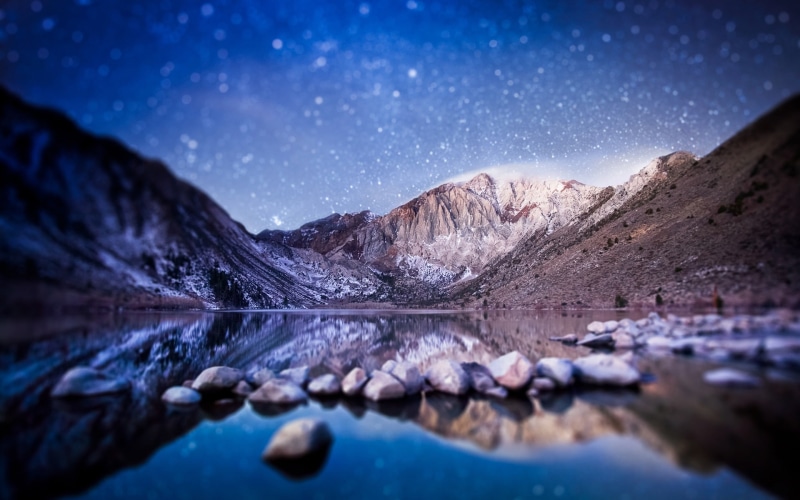 Night, California, USA, Nevada, Convict, Stars, Lake, Mountains, Sierra, 1080P