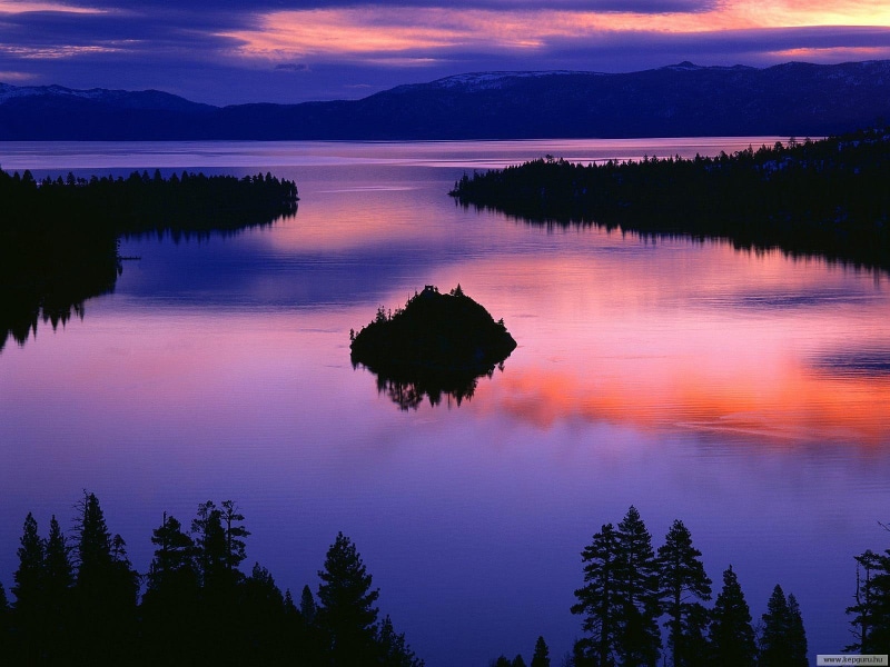 720P, body, lake, california, landscapes, tahoe, photo, trees, background, sunrise, horizon, water, lakes, silhouette, nature, twilight
