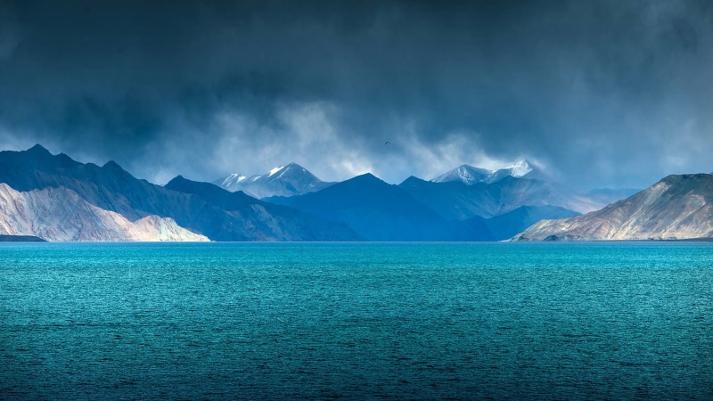 rain, Ladakh, lake, Pangong, India, 1080P, Jammu and Kashmir, clouds