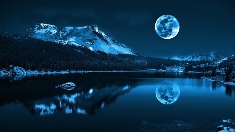 dreamy and fantasy, mountain, moonlight, 1080P