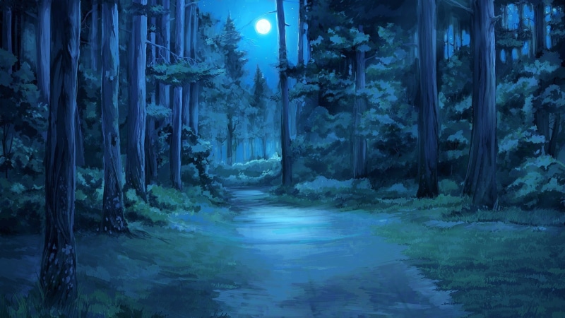 forest clearing, Moon, 1080P, Everlasting Summer, moonlight