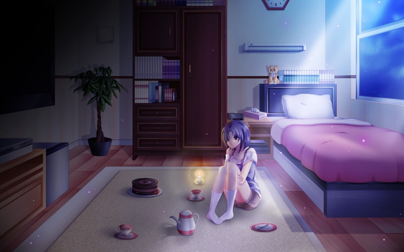 Bedroom, 2K, Anime, Moonlight, Girl, Night, Lonely