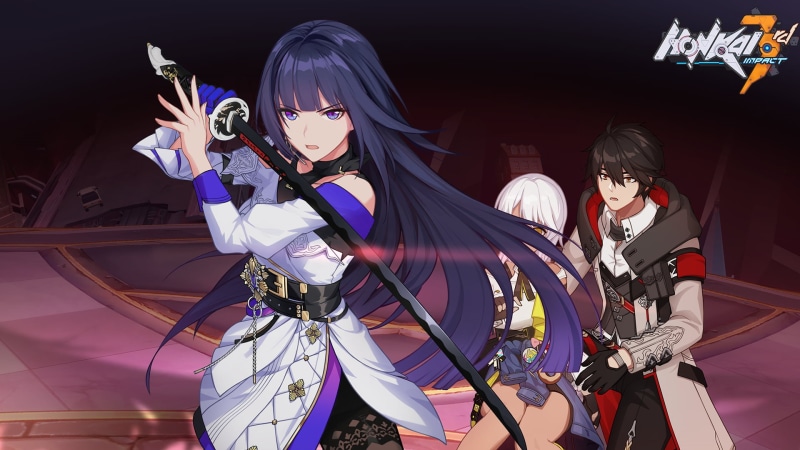 Honkai Impact, artwork, Honkai Impact 3rd, long hair, sword, 1080P, Raiden Mei, digital art, blue eyes, weapon, video games, white hair, anime girls