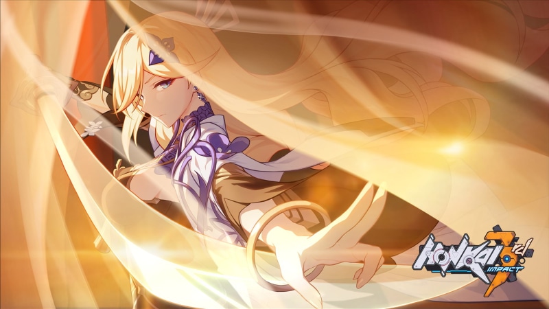 Durandal, artwork, 1080P, long hair, Honkai Impact 3rd, sword, Honkai Impact, video games, digital art, anime girls, blonde, Chinese clothing