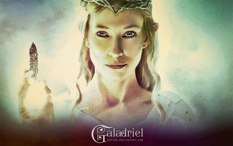 fantasy art, real people, Galadriel, looking at camera, women, indoors, text, headshot, representation, art and craft, fashion, young women, The Lord of the Rings