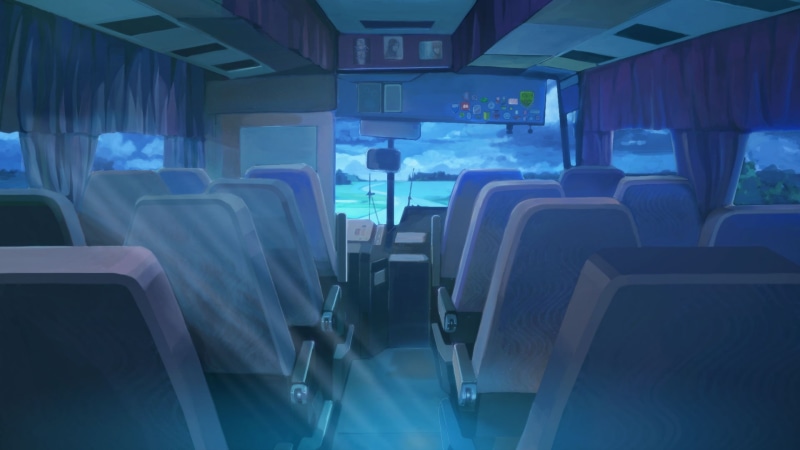 vehicle seat, no people, clouds, glass - material, moonlight, journey, train, mode of transportation, rail transportation, buses, air vehicle, window, Everlasting Summer
