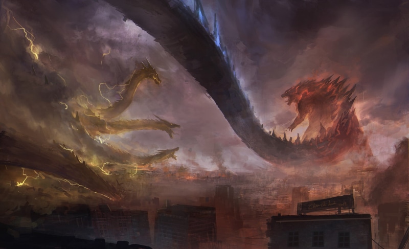 King Ghidorah, creature, 1080P, Chi Huei Chen, Godzilla, digital art, kaiju