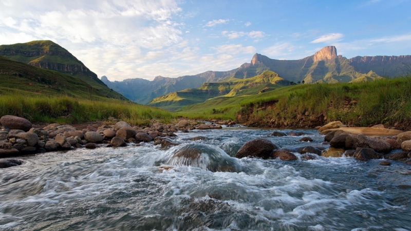 nature, rock, environment, mountain, non-urban scene, tranquil scene, sky, flowing, south africa, land, beauty in nature, solid, flowing water, river, stream - flowing water