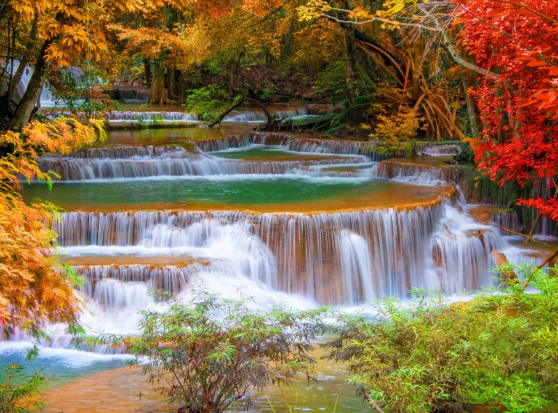 Erawan National Park, Waterfalls, 2K, Fall, Thailand, Erawan Waterfall, Waterfall, Tenasserim Hills