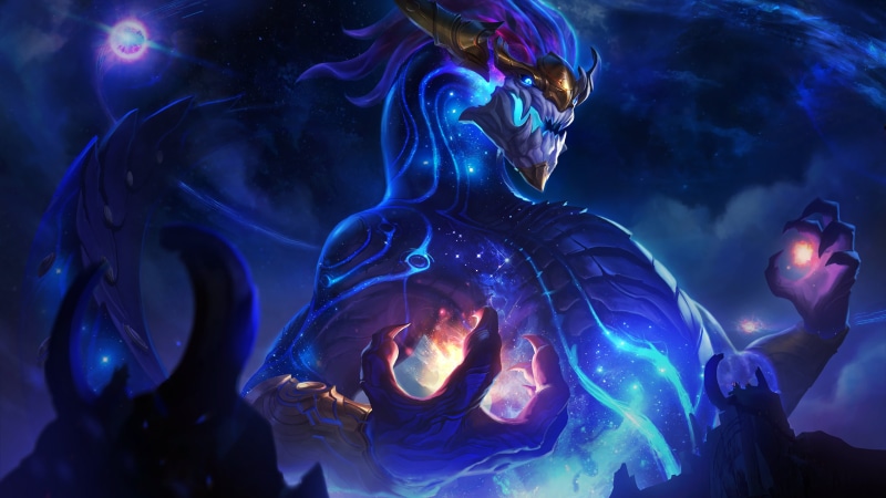 Space, 4K, Stars, Aurelian Sol, LoL, League Of Legends, Dragon, Aurelion Sol, Splash, Art, Artwork