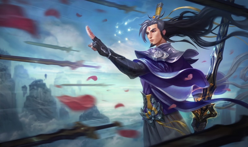 League Of Legends, Swords, Petals, Eternal Sowrd, 4K, Mountains, Splash, Artwork, LoL, The wind, Master Yi