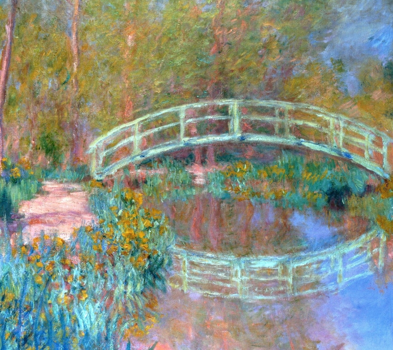 reflection, landscape, Claude Monet, Japanese Bridge, 1080P, pond, picture