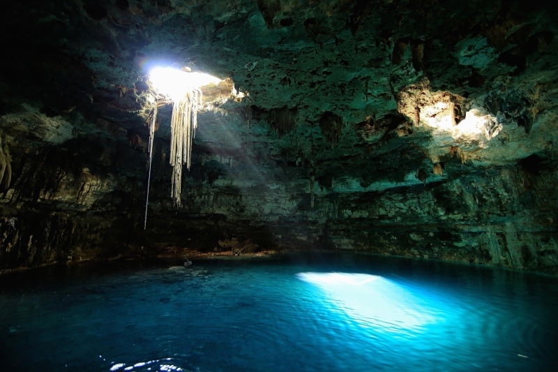 nature, lighting equipment, 1080P, day, beauty in nature, lens flare, illuminated, nature landscape cenotes mexico sun rays lake water erosion underground