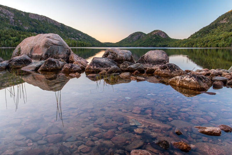 Water, body, Wide Angle, reflection, scenics, Jordan Pond, New England, Mountains, Nature, rock, Acadia National Park, Mountain, Waterscape, 5K, Maine
