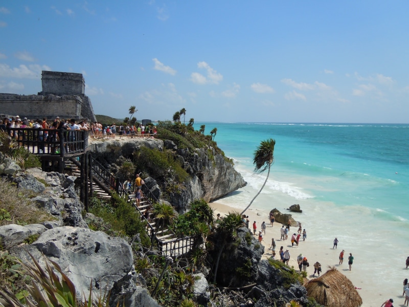 nature, coast, riviera, vacation, yucatan, beach, building exterior, holiday, group of people, vacations, Sea, sky, ancient, day, built structure, incidental people