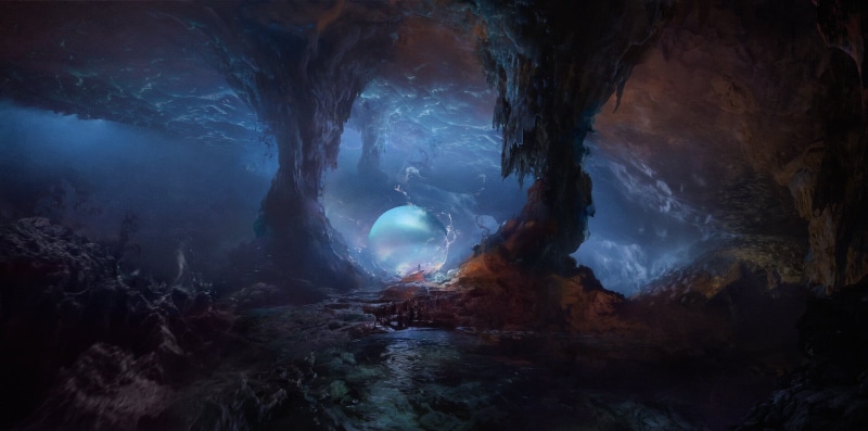 fantasy art, cave, sphere, artwork, 1080P