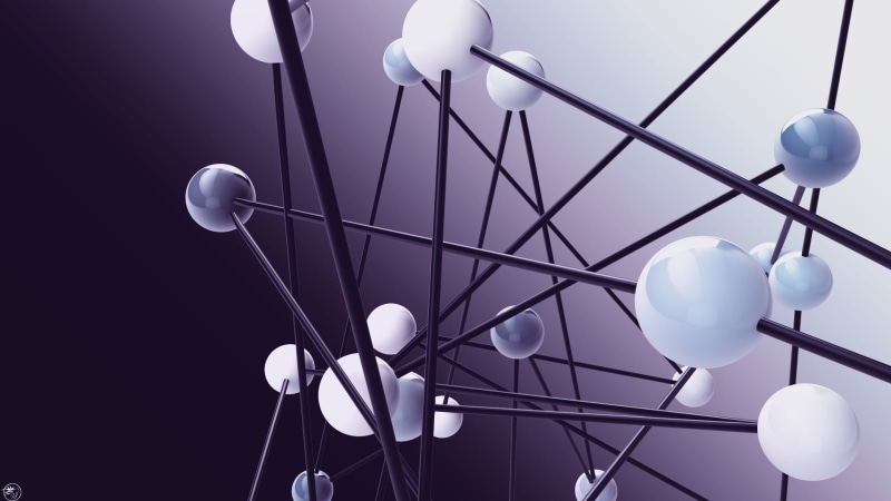 ball, artwork, white color, ceiling, connection, architecture, balloon, sphere, digital, black, large group of objects, built structure, low angle view