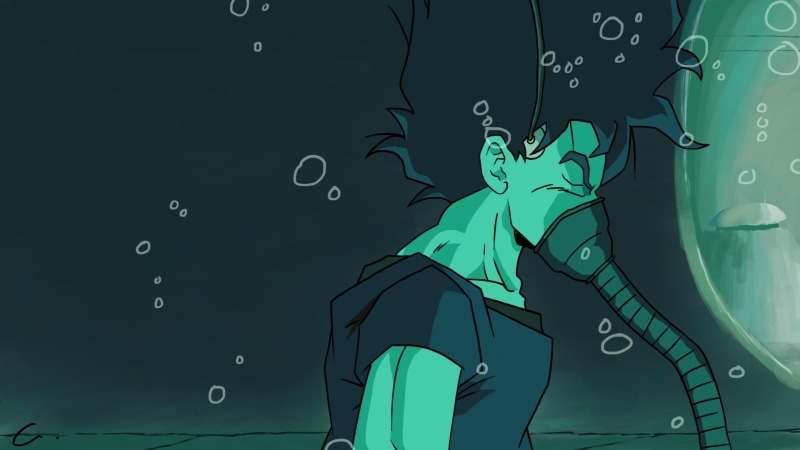 anime, z, goku, dragon ball z, son, dragon, underwater, 1080P, ball, bubbles