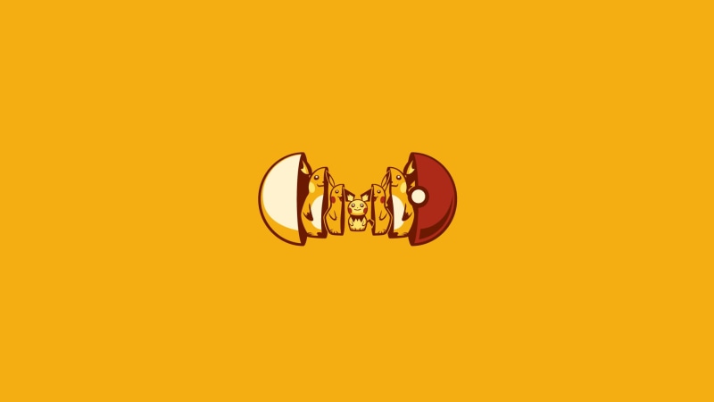 animal, illustration, yellow background, Poké Balls, computer Graphic, necklace, no people, animal themes, nature, pokemon, Raichu, ring, symbol
