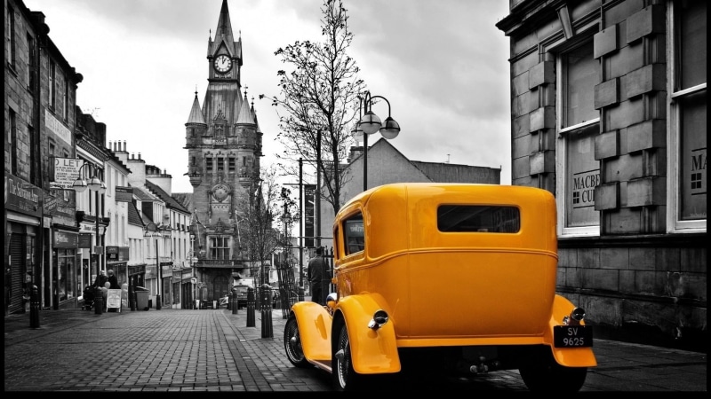 custom, classic, 1080P, yellow, europe, vintage, black, clock, antique, white, tower, hotrod