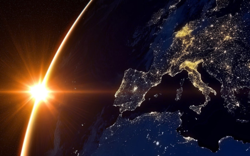 europe, sun, 2K, earth, space, hd, night