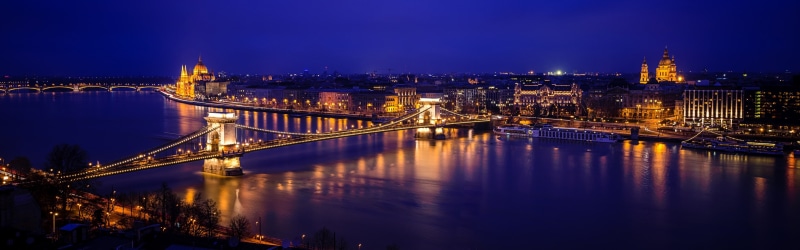 Chain, Danube, Szechenyi, Budapest, Night, Bridge, River, Hungary, Lights, 4K