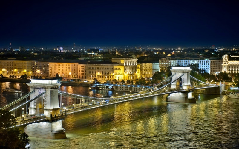 architecture, Budapest, building, water, Chain Bridge, cityscape, river, bridge, Hungary, 1080P