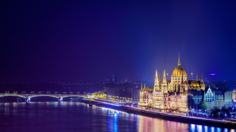 cityscape, danube, scenery, night lights, lights, river, parliament, hungary, night, budapest, 4K, bridge