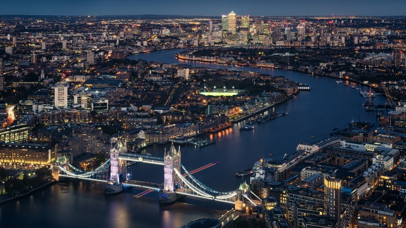 night, dusk, river thames, tower bridge, architecture, illuminated, sky, skyline, water, darkness, river, no people, office building exterior, aerial photography