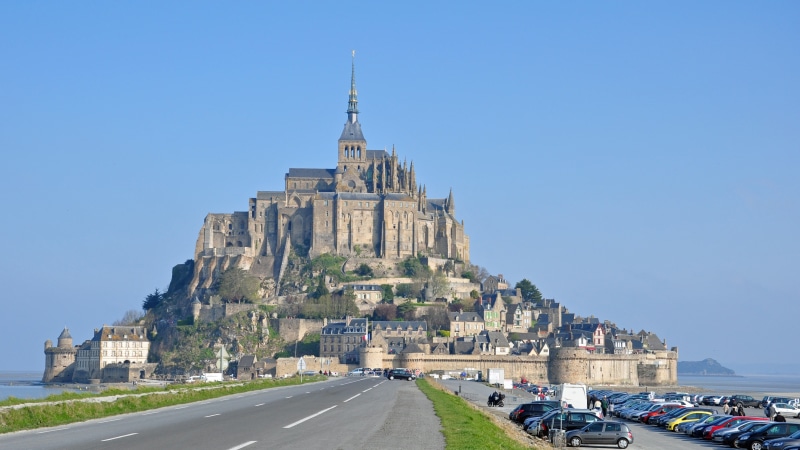 tower, the past, France, nature, cityscape, outdoors, city, direction, clear sky, place of worship, Abbey, building, island, day, religion, history, 4K