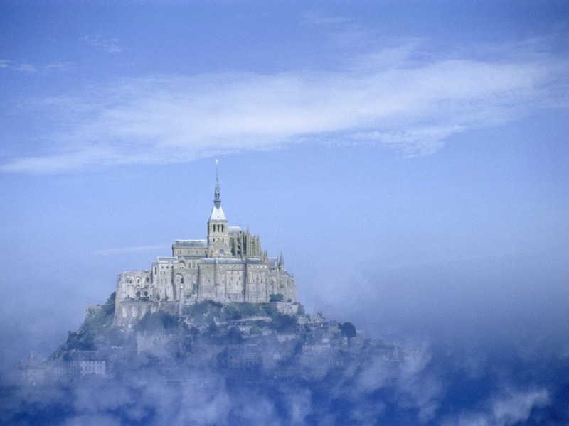 Abbey, France, 480P, mist, island, Mont Saint-Michel