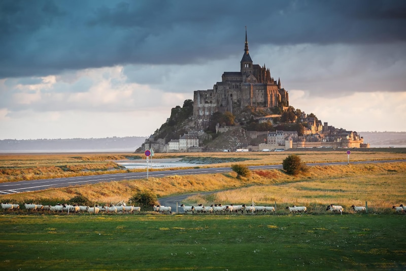 architecture, le, cathedral, france, mont, background, castle, 1080P, saint, michel