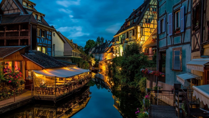 france, colmar, cloud - sky, architecture, window, houses, little venice, day, nature, dusk, residential district, plant, europe, city, 1080P, la petite venise