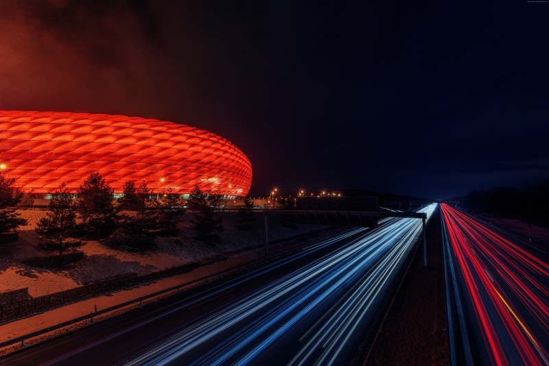 Germany, 5K, city, multi colored, highway, 6K, blurred motion, lighting equipment, long exposure, speed, no people, transportation, red, Light, outdoors