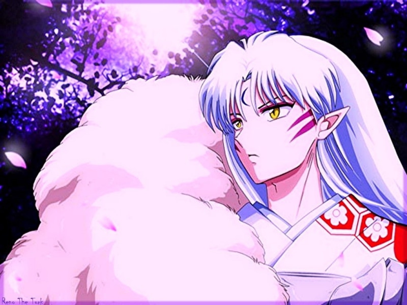 cute, Sesshomaru, hd, anime, 480P, petals, Inuyasha, art