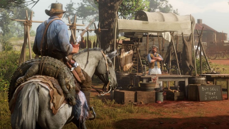 group of people, art and craft, nature, sitting, tree, history, 4K, government, Rockstar Games, men, adult, people, field, Red Dead Redemption, Red Dead Redemption 2