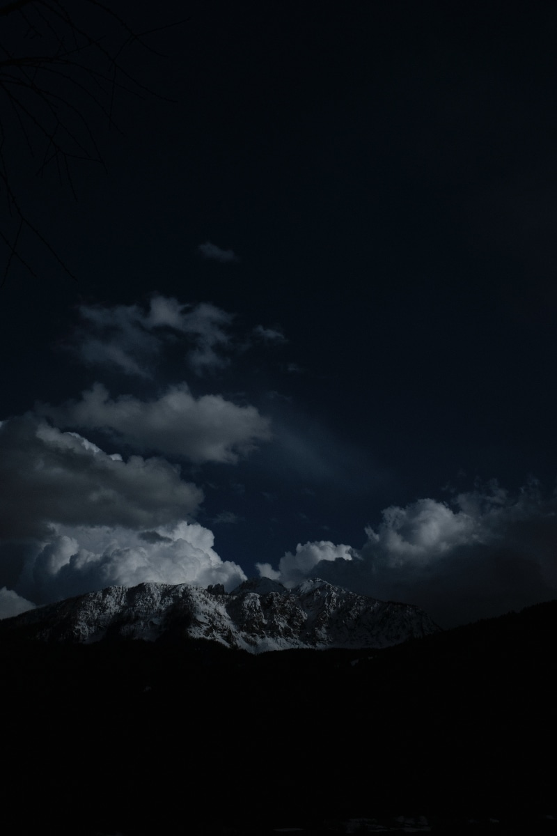 tranquility, rock - Object, no People, 5K, sky, snow, clouds, nature, storm Cloud, mountains, thunderstorm, ominous, peaks, weather, environment, power in nature