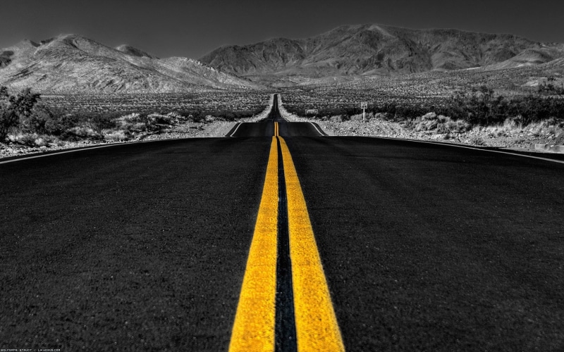 1080P, lineas, montes, desierto, carretera