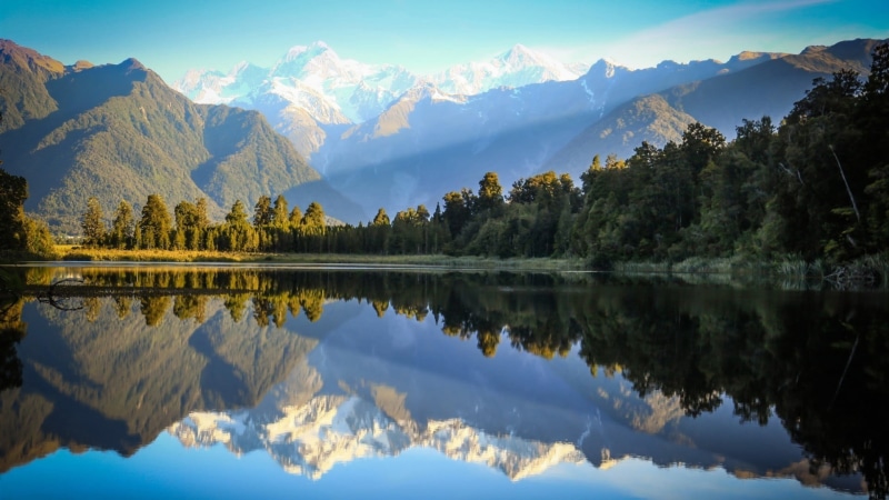 1080P, green, scenics - nature, hills, nature, outdoors, snowcapped mountain, sunlight, plant, mountain, tranquility, tranquil scene, waterfront, snowy peak