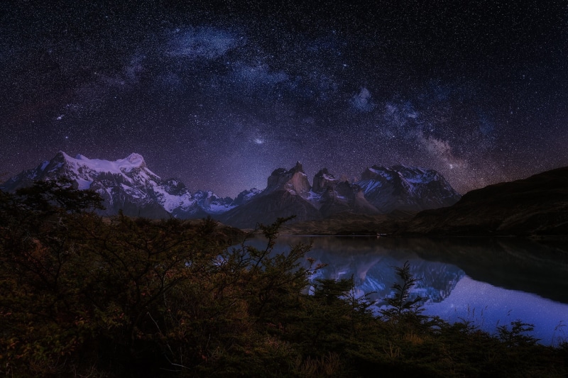 tranquil scene, space, astronomy, photography, alpine, mountain, no people, beauty in nature, shrubs, nature, tranquility, mountains, starry night, Milky Way
