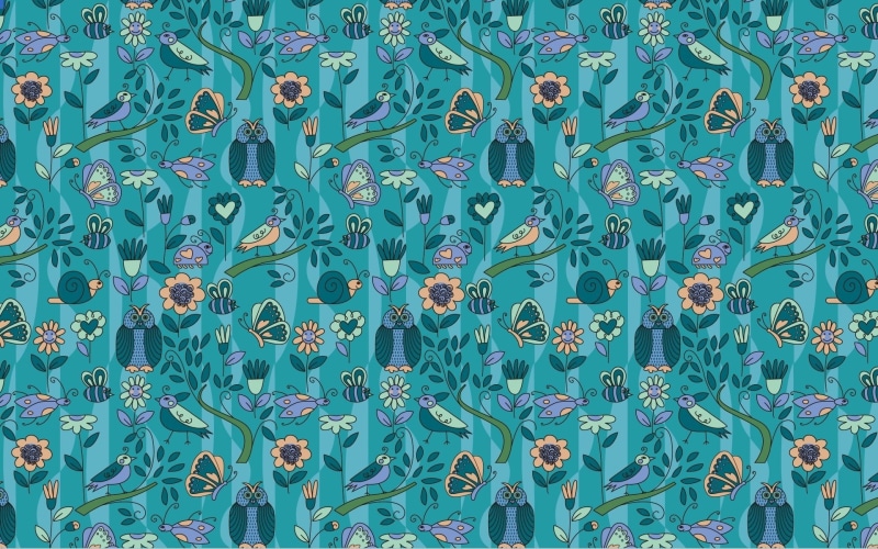 repetition, abundance, springtime, digital, no people, large group of objects, abstract, blue, computer Graphic, petal, leaf, floral Pattern, green color