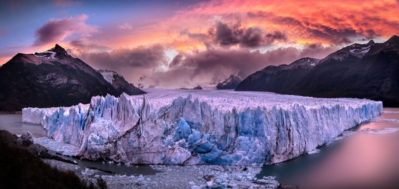 no people, 1080P, sun, Argentina, mountain range, glaciers, ice, travel destinations, scenics - nature, clouds, sunset, travel, sea, sky, mountain, beauty in nature