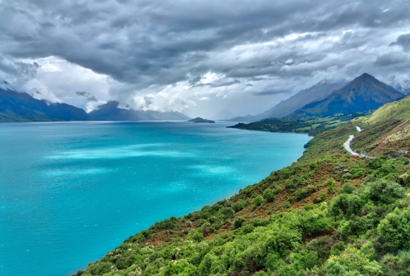 lake, photography, stratus clouds, Outdoors, Time, Clouds, Horizontal, Water, Green  Yellow, Travel, body of water, South Island, Purple, Sharp, Mirror  Lake