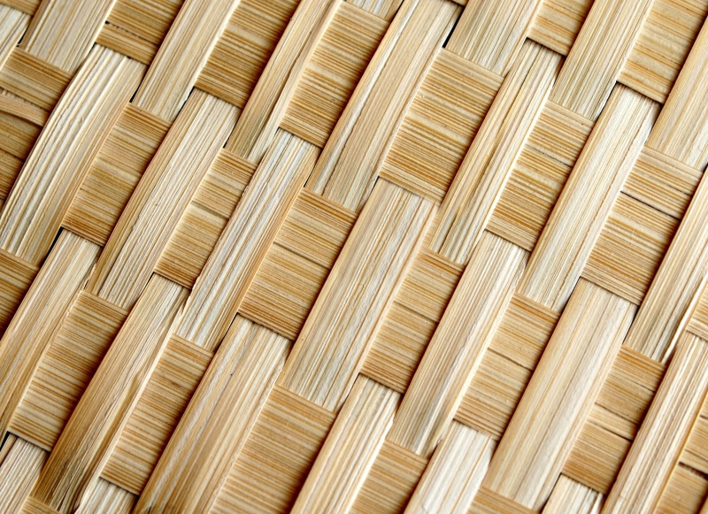 reed - Grass Family, textured, striped, straw, material, in a row, bamboo - Material, abstract, backdrop, mat, tilt, indoors, close-up, decoration, directly above