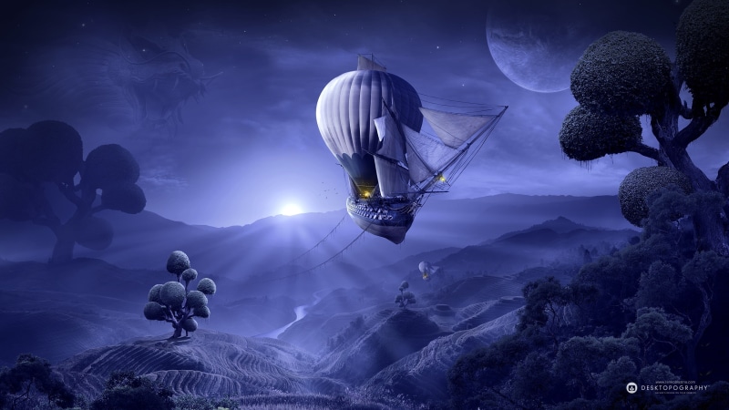 moonrise, 3d and abstract, 2K